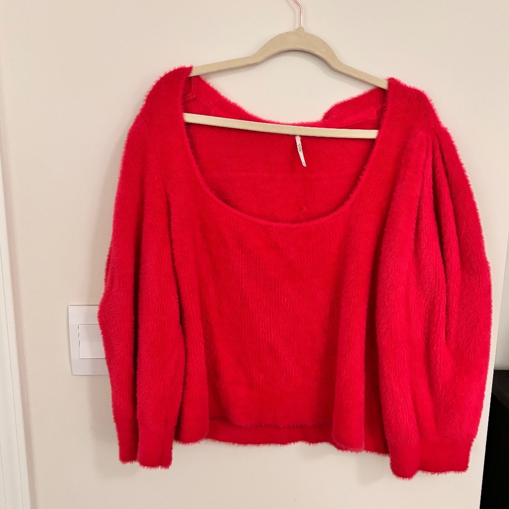 Hot Pink Free People Fuzzy Sweater